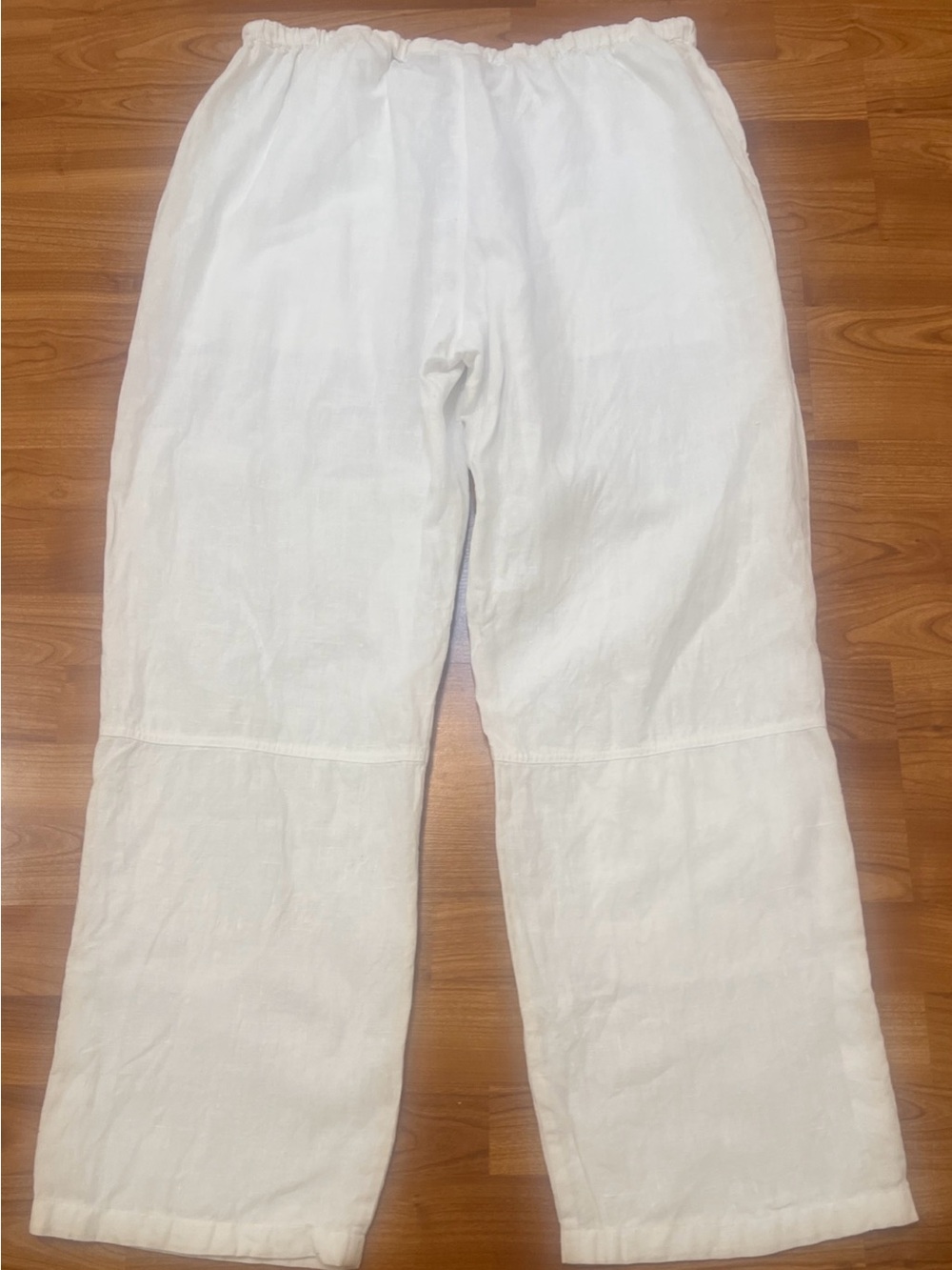 Chico’s Size 3 (16/18) 100% Linen Drawstring Wide Leg Pants White - Picture 4 of 10
